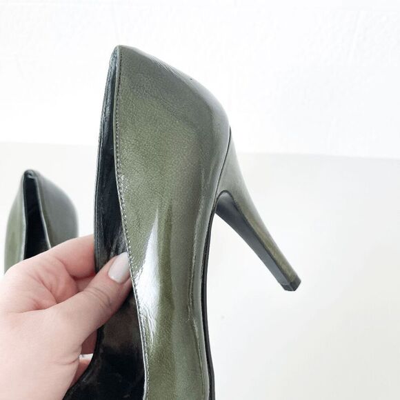 Nine West Womens Lucero Heels Round Toe Leather Stiletto Pumps Dark Green Size 8 - Picture 9 of 10